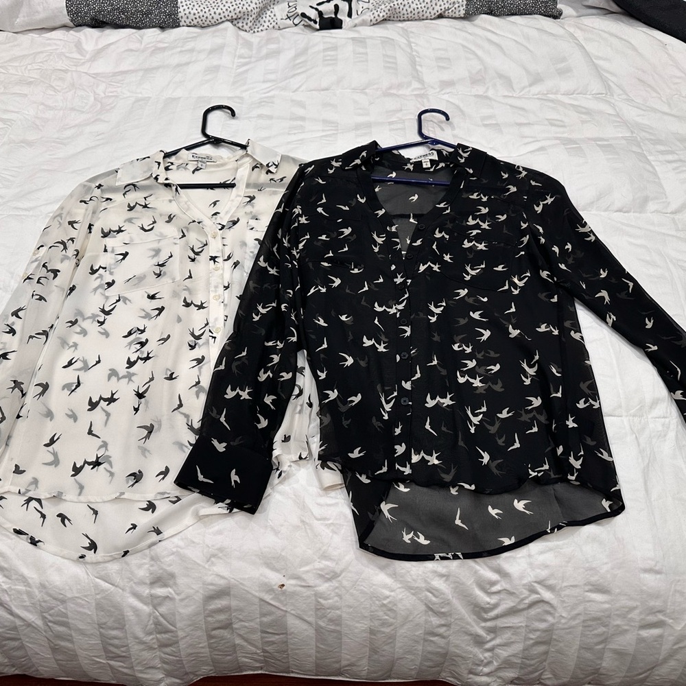 Express The Portofino Shirt size small black and off white dress shirts.